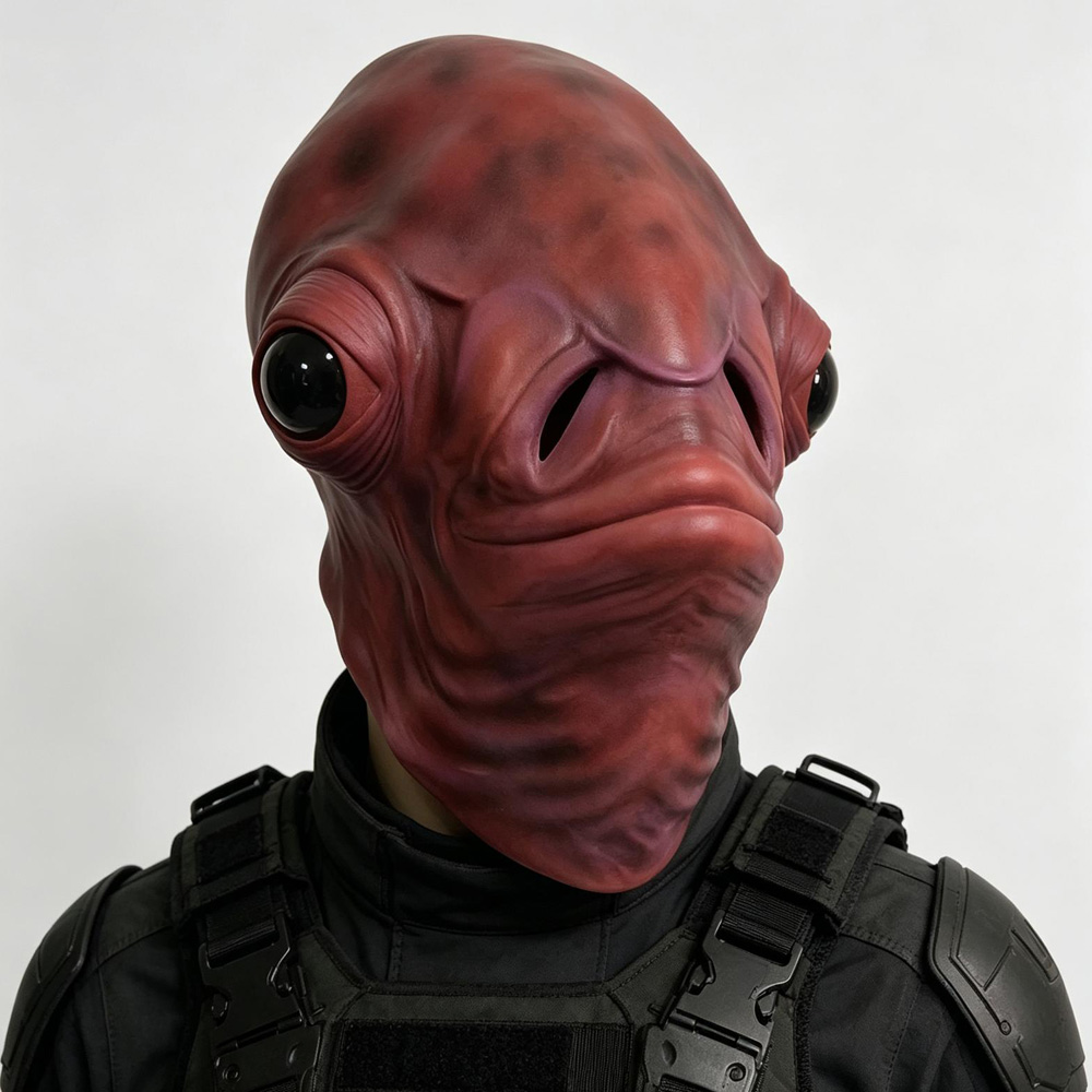 Latex Alien Mask Realistic - Realistic Red Fish Alien Full Head