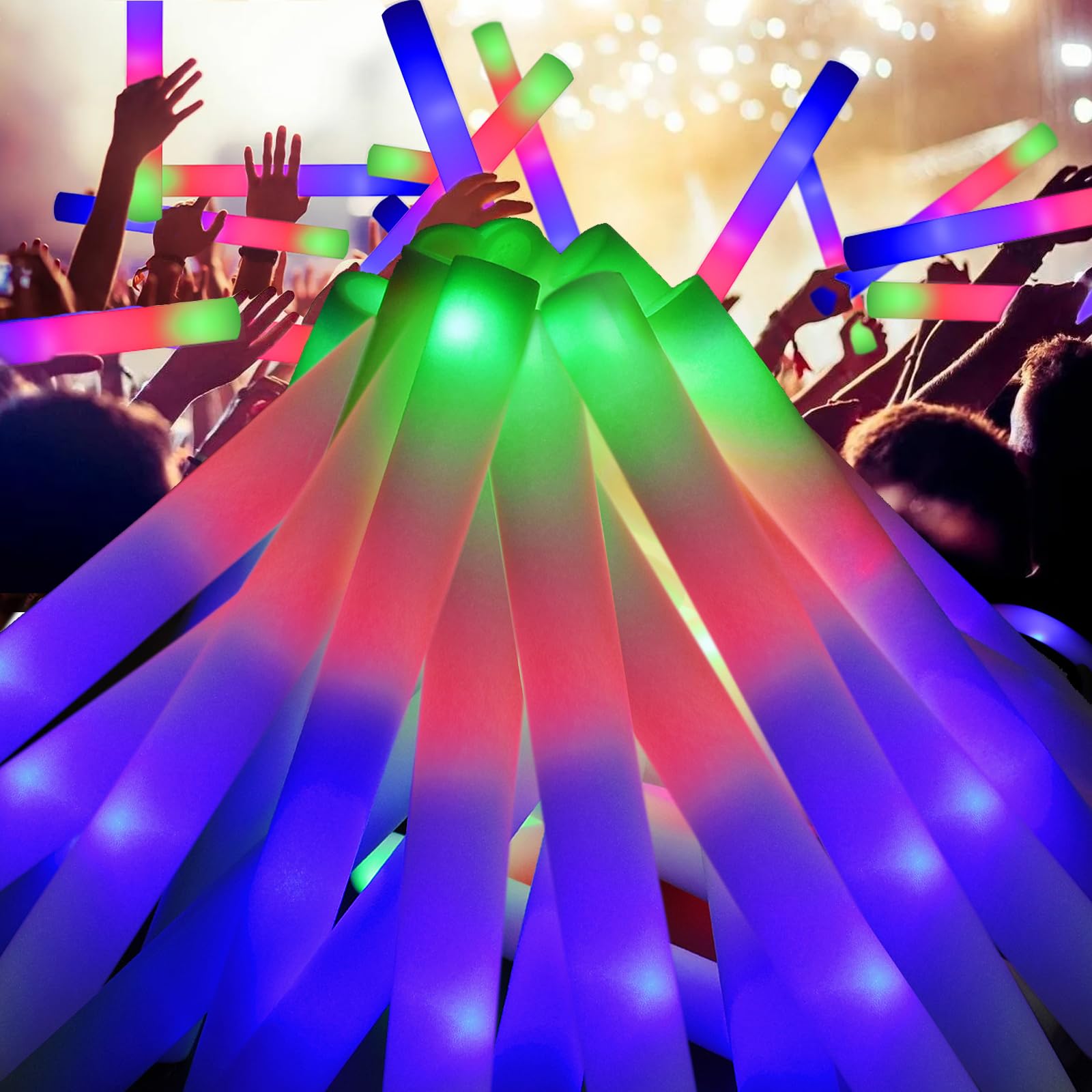 42Pcs Colorful RGB Glow Foam S - Flashing Led Foam Sticks Party review and price