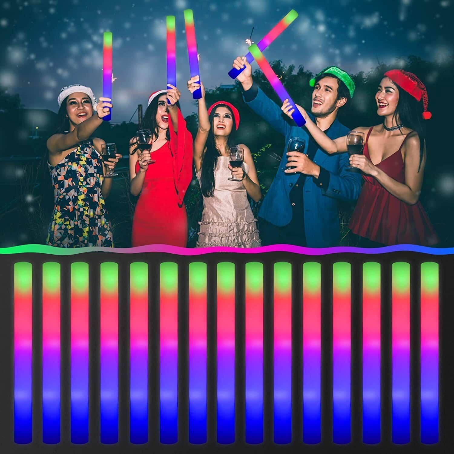 42Pcs Colorful RGB Glow Foam S - Flashing Led Foam Sticks Party review and price