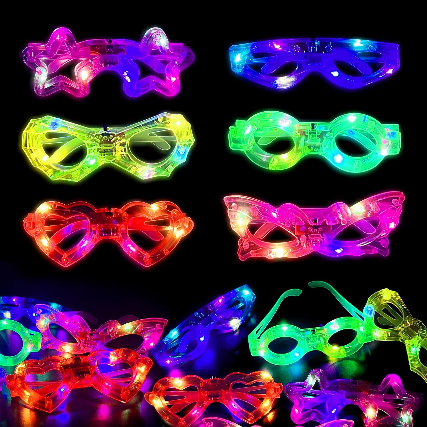12pcs LED Light Up Glasses Glo - Glow In The Dark Party Glasses review and price