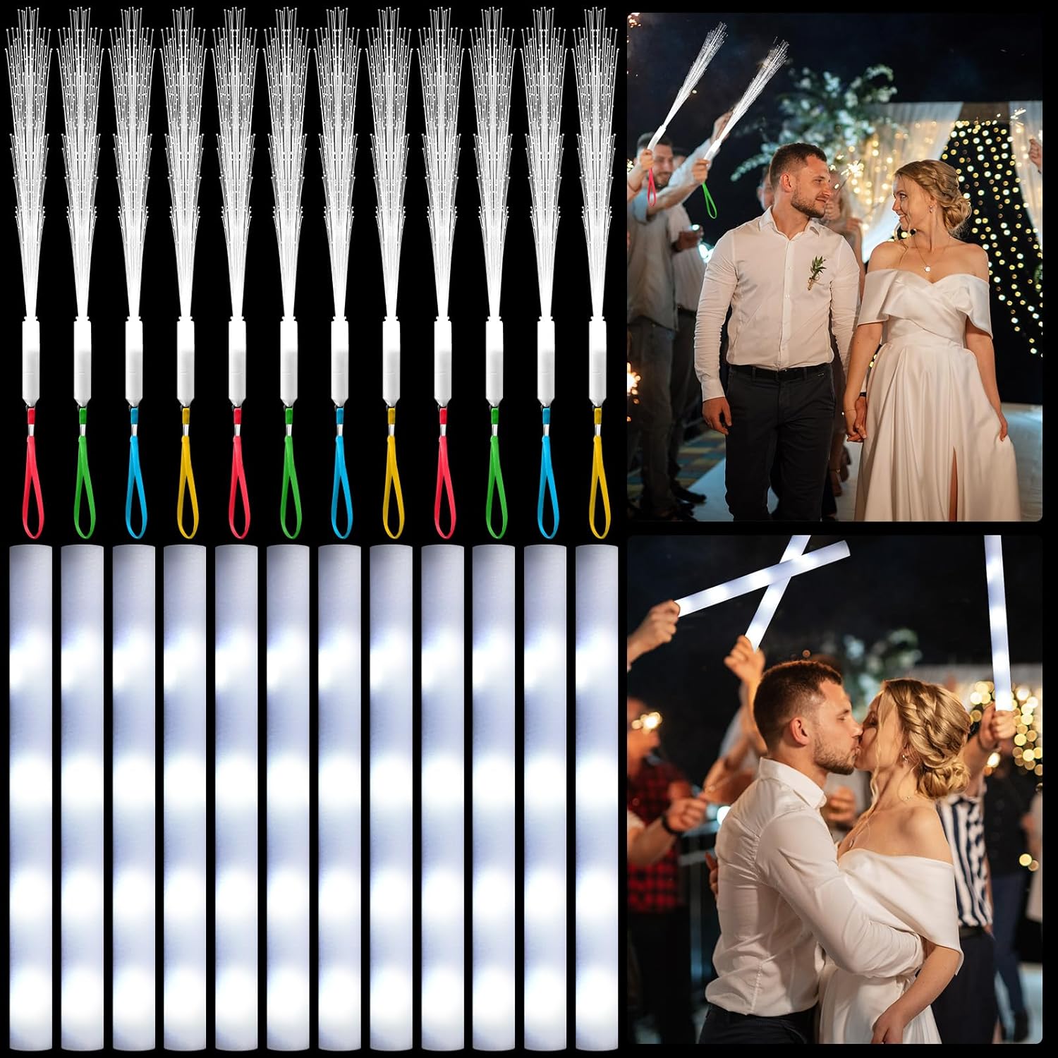 20pcs White Fiber Optic Wand L - Flashing Led Foam Sticks Party review and price