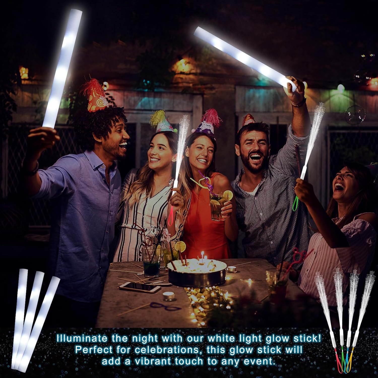 20pcs White Fiber Optic Wand L - Flashing Led Foam Sticks Party review and price